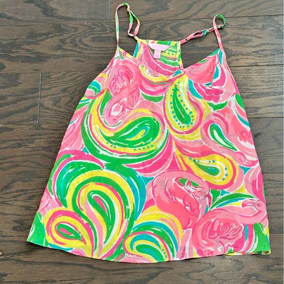 Lilly Pulitzer Flamingo Print Silk Camisole Size Small - Picture 1 of 6